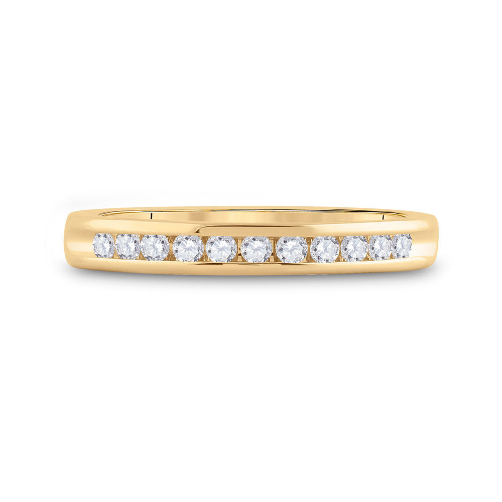 14K Yellow Gold Womens Round Diamond Wedding Band 1/4 Cttw, Womens Size: 5-10