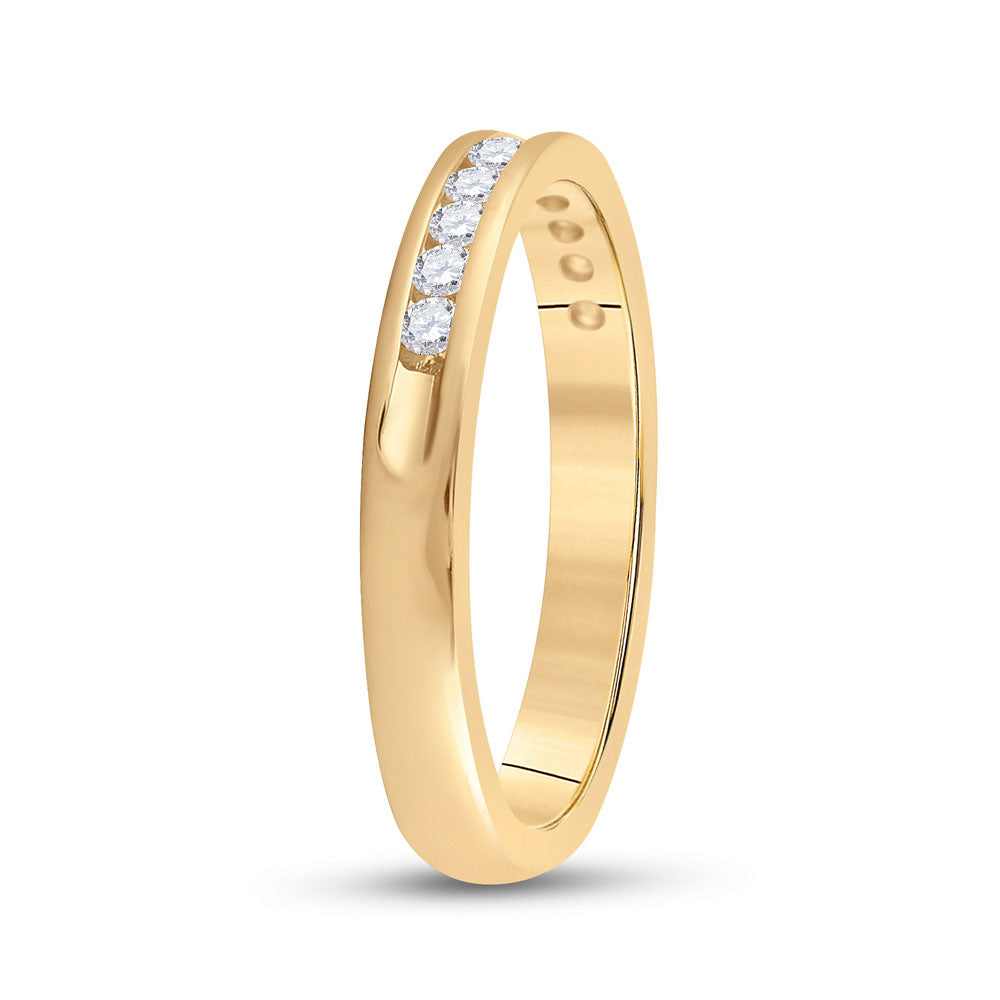 14K Yellow Gold Womens Round Diamond Wedding Band 1/4 Cttw, Womens Size: 5-10