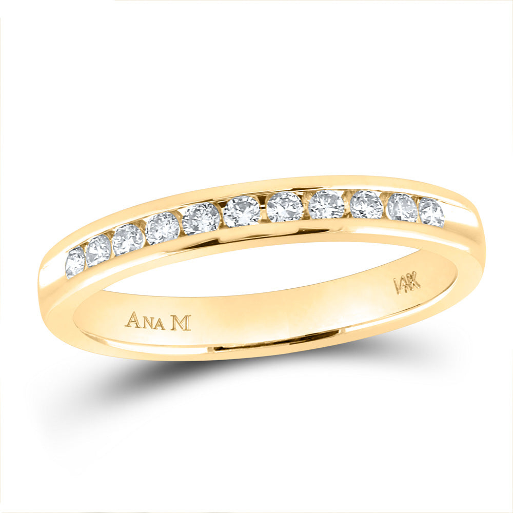 14K Yellow Gold Womens Round Diamond Wedding Band 1/4 Cttw, Womens Size: 5-10