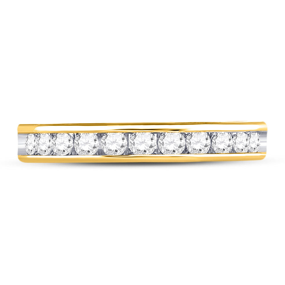 14K Yellow Gold Womens Round Diamond Single Row Wedding Band 1/2 Cttw, Womens Size: 5-10