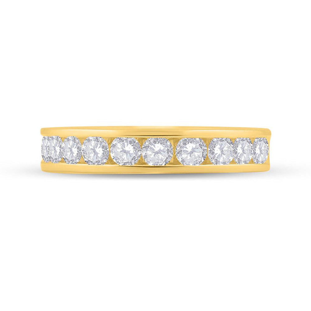 14K Yellow Gold Womens Round Diamond Wedding Single Row Band 1 Cttw, Womens Size: 5-10