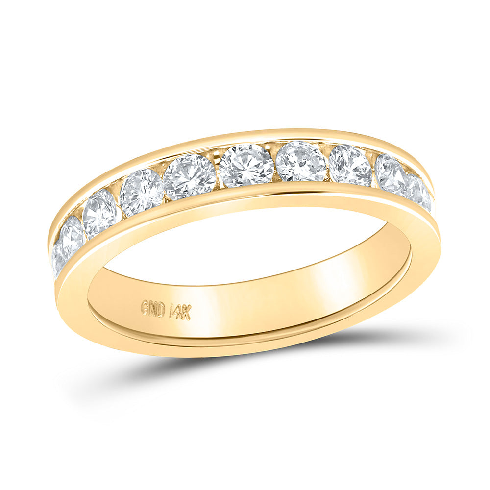 14K Yellow Gold Womens Round Diamond Wedding Single Row Band 1 Cttw, Womens Size: 5-10