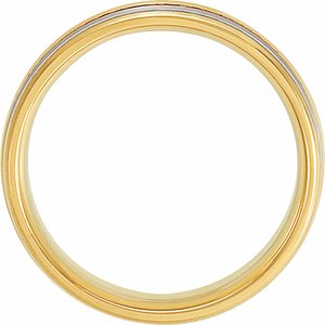 14K Yellow/White Gold Comfort-Fit Grooved Band Size 13