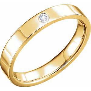 14K Yellow Gold 4 Mm Si2-Si3, G-H Polished .06 Ct Natural Diamond Gypsy-Set Flat Comfort-Fit Band Size 8.5