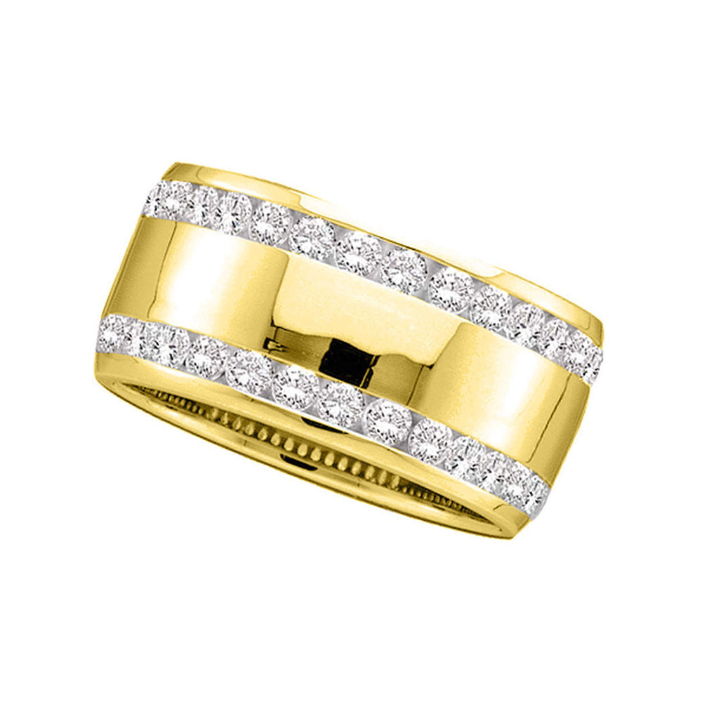14K Yellow Gold Womens Round Channel-set Diamond Double Row Wedding Band 1 Cttw, Womens Size: 5-10