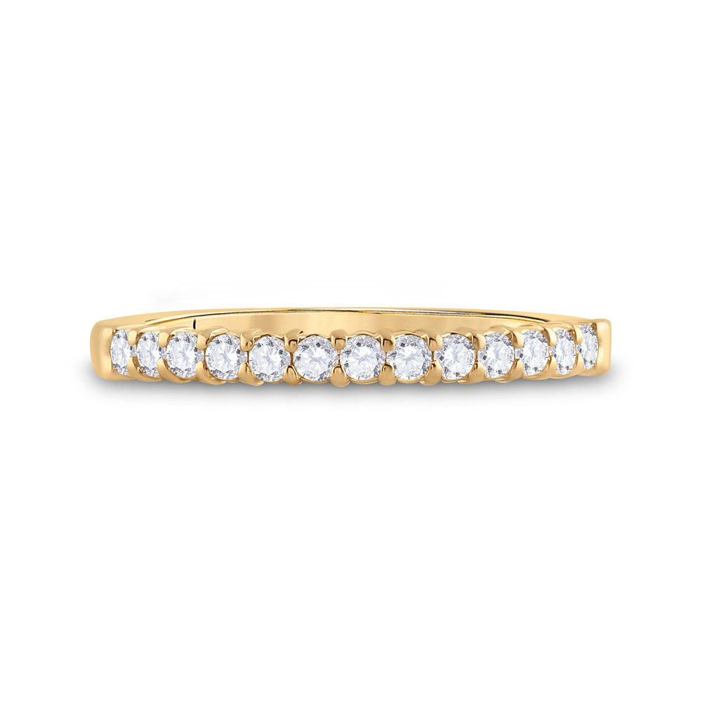 14K Yellow Gold Womens Round Diamond Wedding Single Row Band 1/4 Cttw, Womens Size: 5-10
