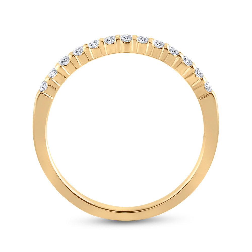 14K Yellow Gold Womens Round Diamond Wedding Single Row Band 1/4 Cttw, Womens Size: 5-10