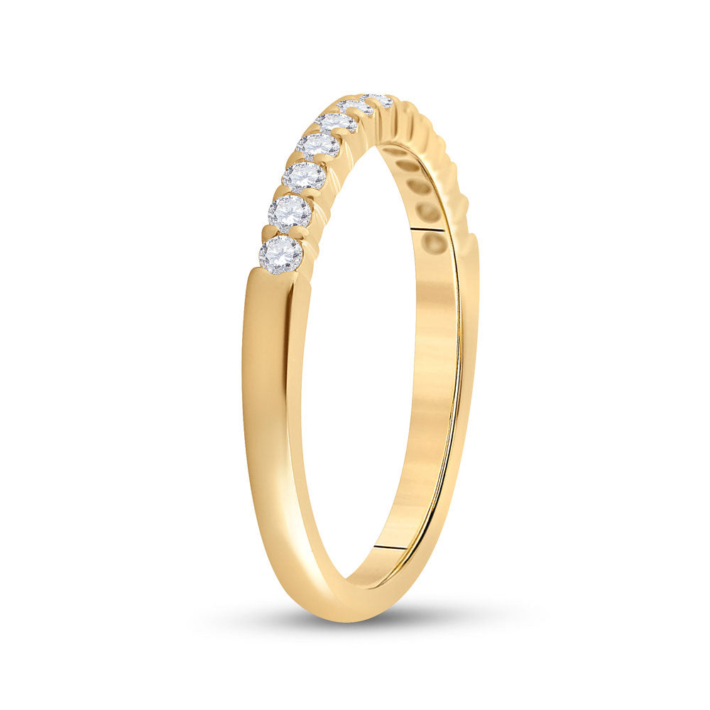 14K Yellow Gold Womens Round Diamond Wedding Single Row Band 1/4 Cttw, Womens Size: 5-10