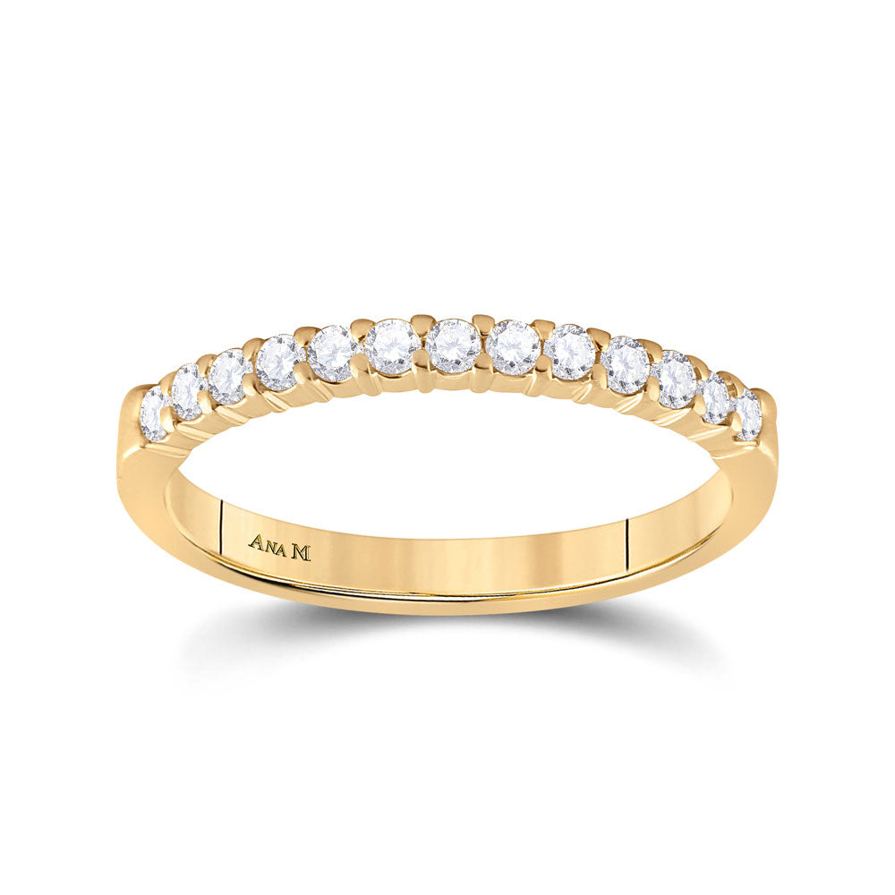 14K Yellow Gold Womens Round Diamond Wedding Single Row Band 1/4 Cttw, Womens Size: 5-10