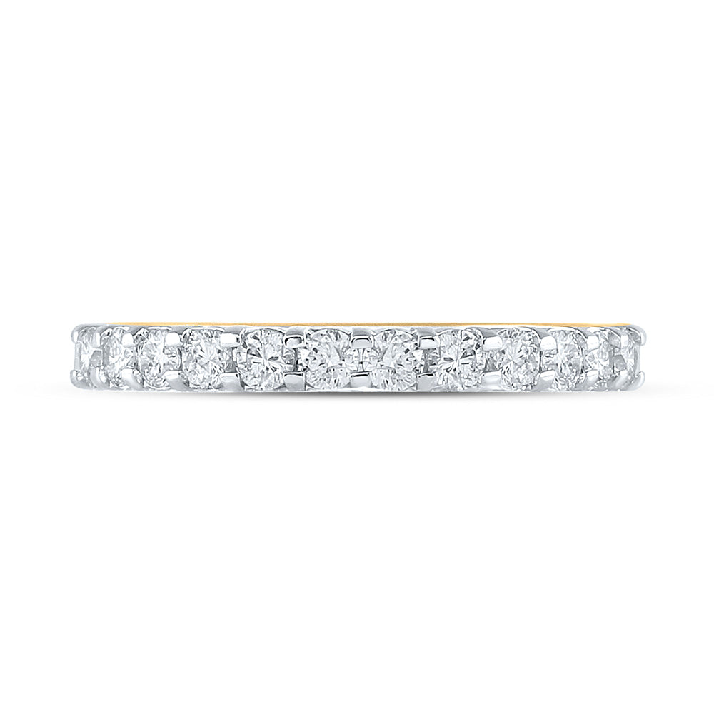 14K Yellow Gold Womens Round Diamond Single Row Wedding Band 1/2 Cttw, Womens Size: 5-10