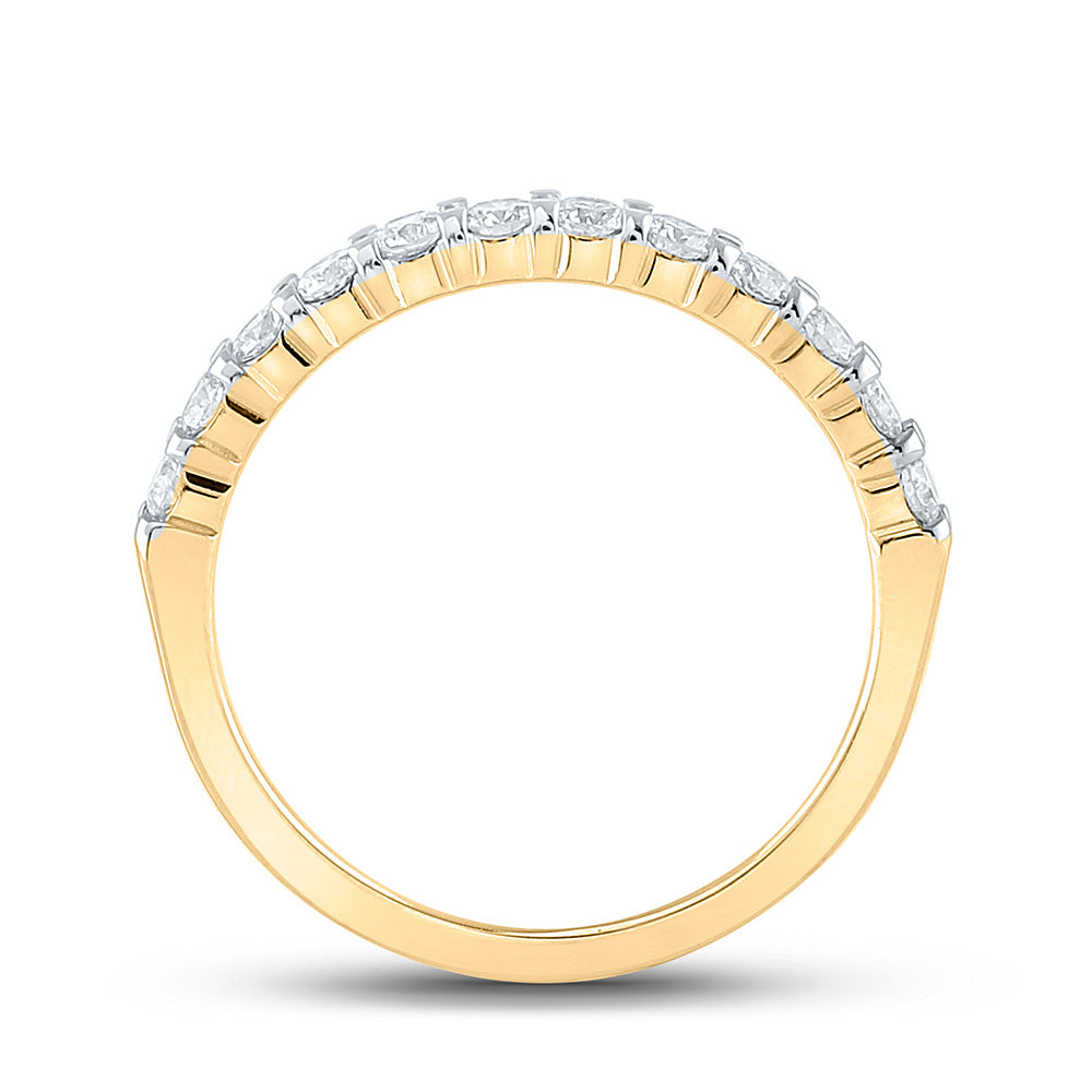 14K Yellow Gold Womens Round Diamond Single Row Wedding Band 1/2 Cttw, Womens Size: 5-10