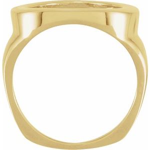 14K Yellow Gold 13 Mm Tab Back Polished Coin Frame Bezel Ring Mounting Size 6