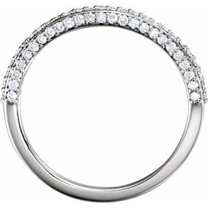 14K White Gold Round 1 Mm Polished Natural Diamond Matching Band Size 7