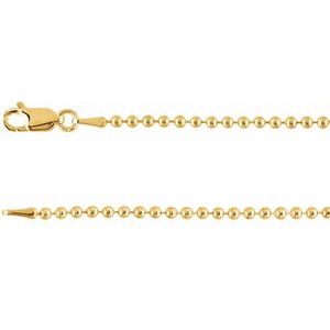 14K Yellow Or White Or Rose Gold Or Sterling Silver Or Rhodium Plated Or Gold Filled 1.5 Mm Lobster Clasp Polished Hollow Bead Chain