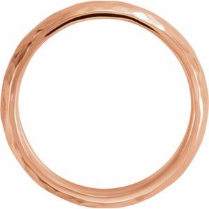 14K Rose Gold Half Round Hammered Comfort-Fit Band