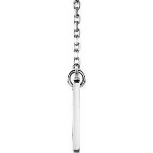 14K White Gold Round .9Mm G-H I1 .025 Ctw Natural Diamond Engravable Cross Necklace, Length: 18 In