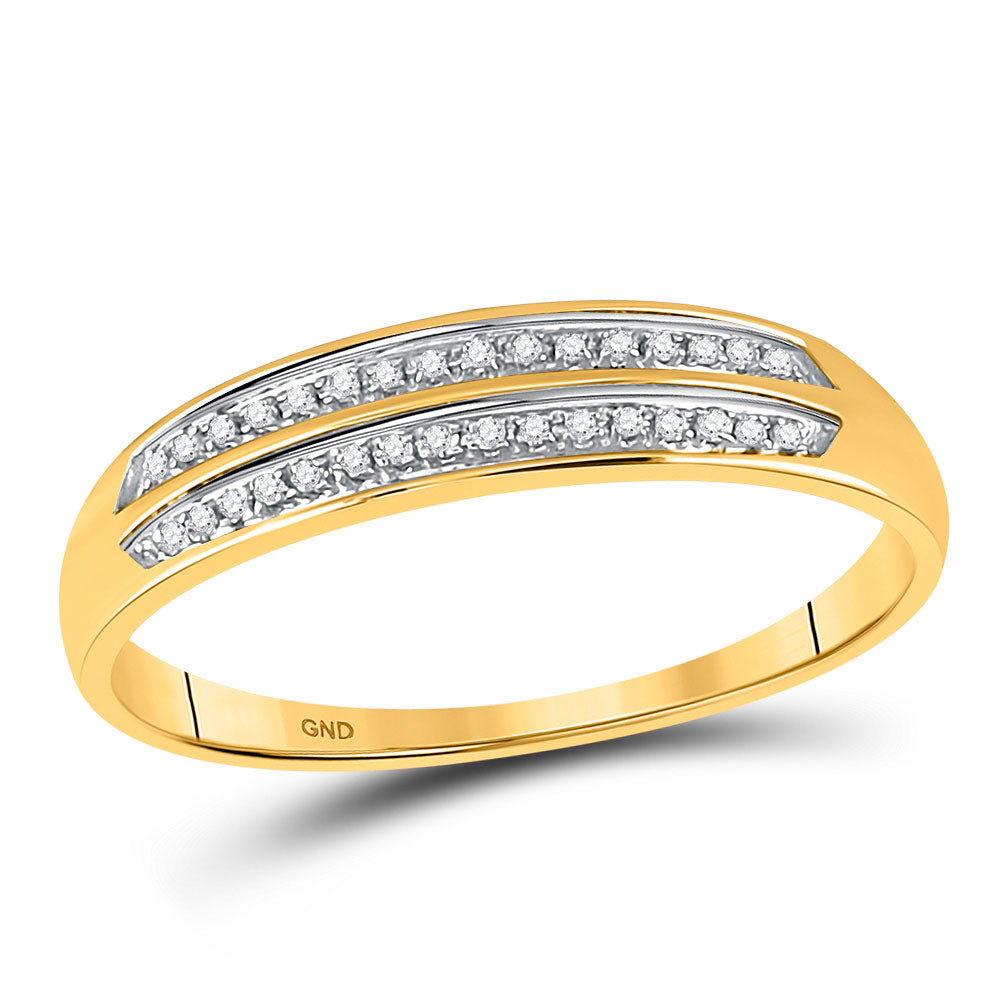 10K Yellow Gold His Hers Round Diamond Cluster Matching Wedding Set 1/4 Cttw, Womens Size: 5-10, Mens Size: 7-13