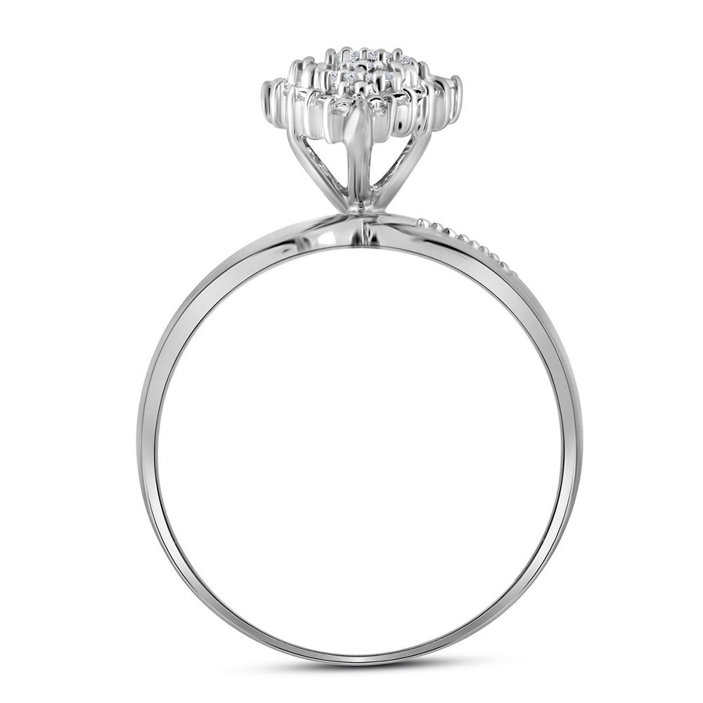 10K White Gold Womens Round Diamond Cluster Ring 1/8 Cttw, Womens Size: 5-10