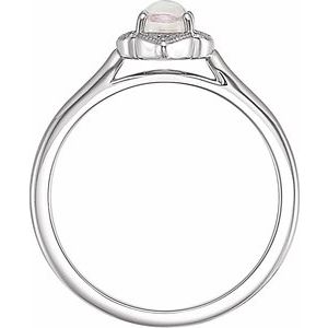 Sterling Silver Natural Rainbow Moonstone & .03 CTW Natural Diamond Ring Size 7