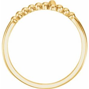 14K Yellow Gold Polished Beaded Sideways Cross Ring Size 7