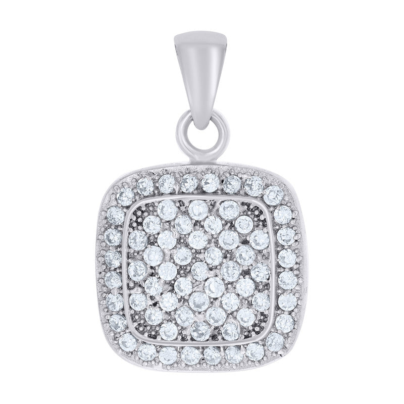 925 Sterling Silver Womens Cubic Zirconia Square Fashion Charm Pendant