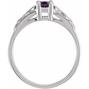 14K White Gold June Gift Box Included Polished Imitation Birthstone Youth Ring With Box Size 5