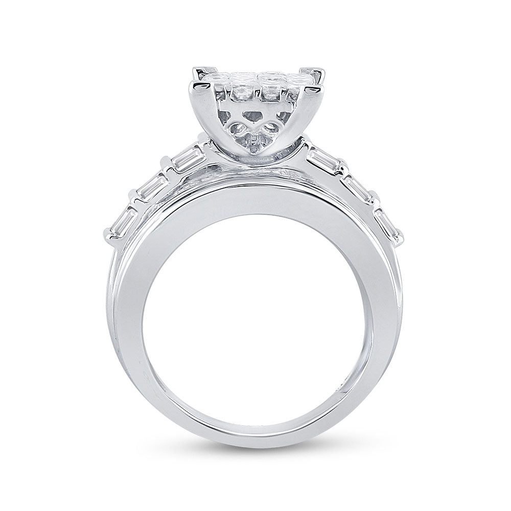 14K Yellow Or White Gold Princess Diamond Cluster Bridal Wedding Engagement Ring 3 Cttw, Womens Size: 5-10