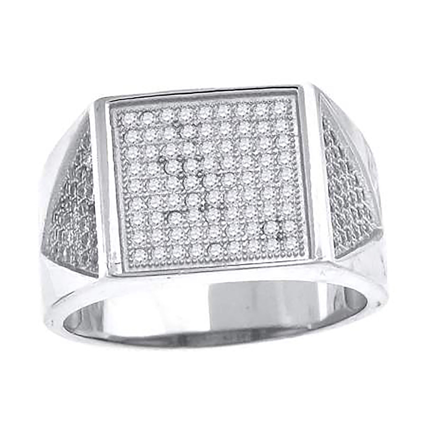 Sterling Silver Mens Cubic Zirconia Cluster Presidential Bridal Anniversary Wedding Engagement Band Ring Sizes 7 To 11