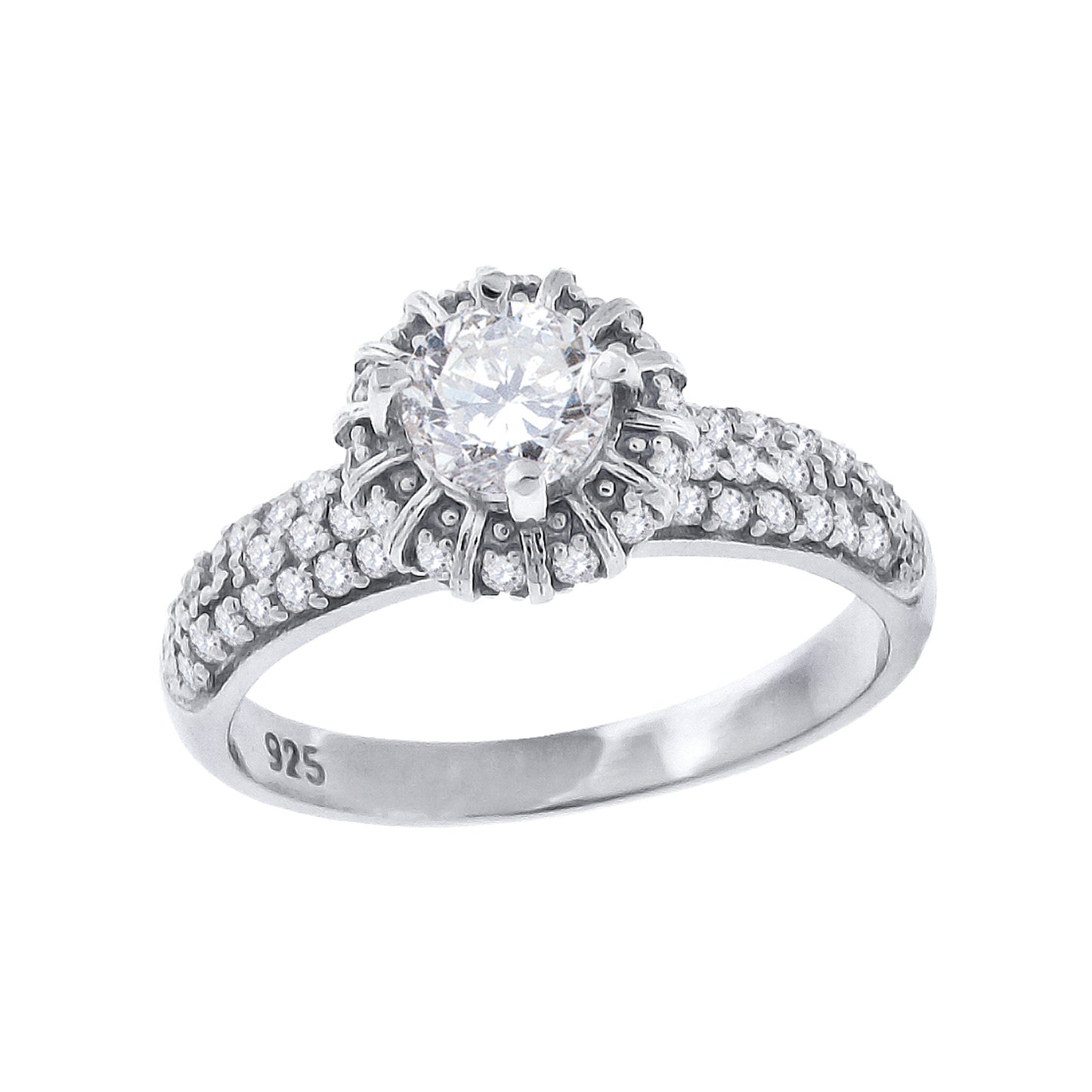 Sterling Silver Women's Cubic Zirconia Bridal Anniversary Engagement Wedding Ring