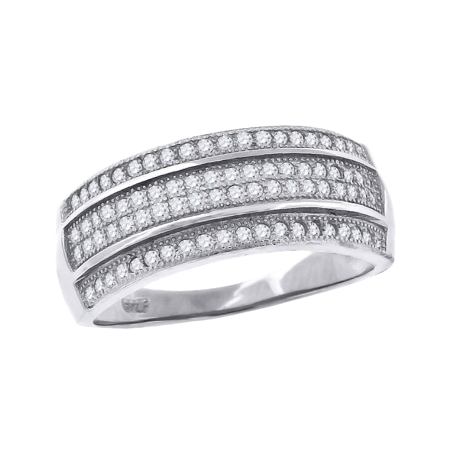 Sterling Silver Womens Cubic Zirconia Cubic Zirconia 4 Row Bridal Anniversary Engagement Wedding Band Ring