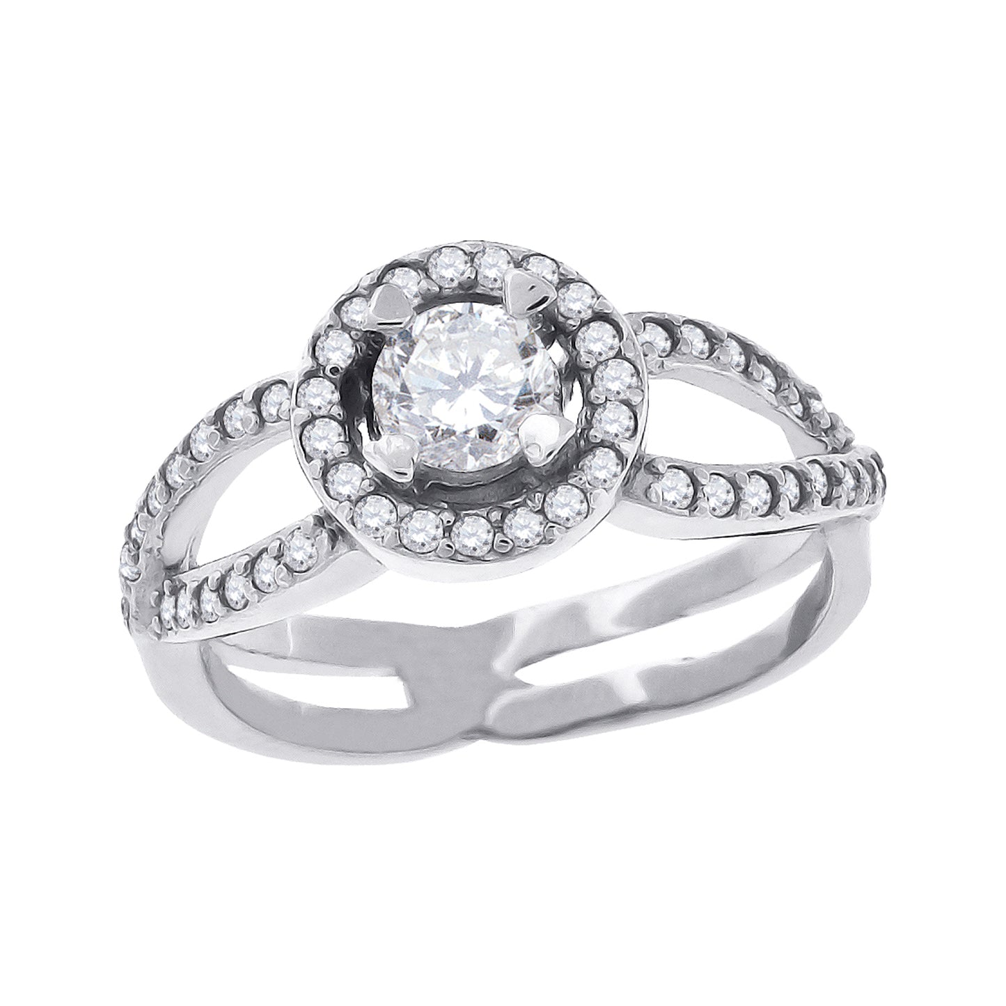 Sterling Silver Womens Cubic Zirconia Halo Bridal Anniversary Engagement Wedding Ring