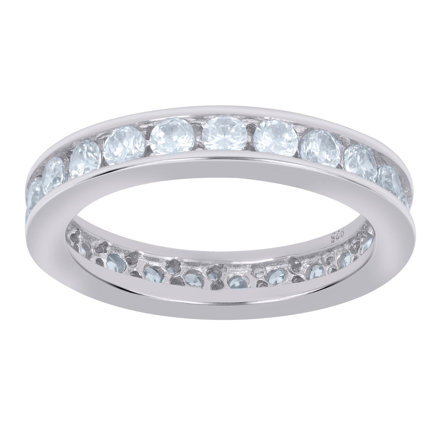 Sterling Silver Womens Cubic Zirconia Sizes 6 To 9 Single Row Bridal Wedding Engagement Anniversary Band Ring