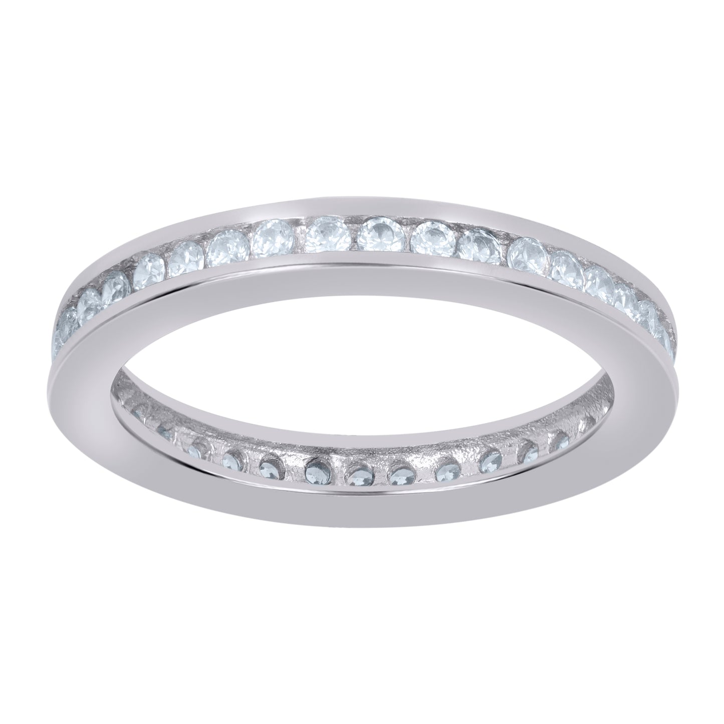 Sterling Silver Women's Cubic Zirconia Sizes 6 To 9 Single Row Bridal Wedding Engagement Anniversary Band Ring