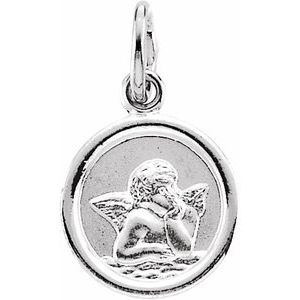 Sterling Silver 10 Mm Polished Cherub Angel Pendant