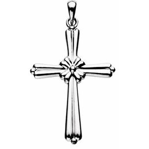 14K White Gold 35 X 25.5 Mm Polished Cross Pendant