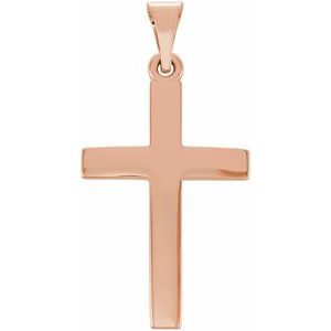14K Yellow Or Rose Gold Or Sterling Silver Polished Cross Pendant