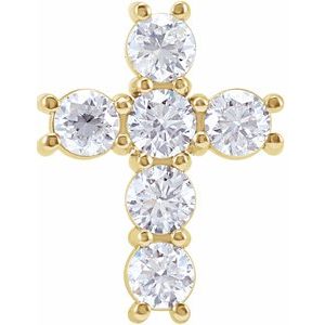 14K Yellow Gold Round 2.8Mm G-H I1 Natural Diamond Cross Pendant