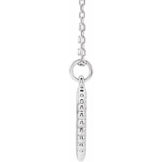 Sterling Silver 18.3 X 13.8 Mm 16-18 In Polished Engravable Round Beaded Necklace