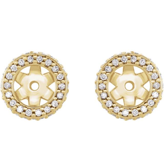 14K Yellow Gold 5 Mm Polished 1/5 Ctw Natural Diamond Halo-Style Earring Jackets