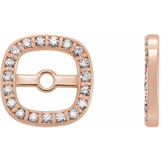 14K Rose Gold 5.9 Mm Polished 1/10 Ctw Diamond Earring Jackets