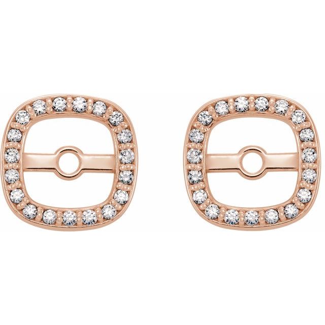 14K Rose Gold 5.9 Mm Polished 1/10 Ctw Diamond Earring Jackets
