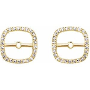 14K Yellow Gold 7.4 Mm Pair Polished .08 Ctw Natural Diamond Earring Jackets