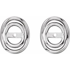 14K White Gold 3.7 Mm Pair Polished Geometric Earring Jackets