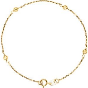 14K Yellow Gold Without Box Polished Youth Gold Bead Bracelet