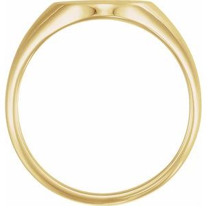 10K Yellow Gold Oval 11 X 9.5 Mm Brush Polished Signet Ring Size 6