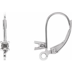 14K White Gold Round 15.2 X 8.7 Mm 2.5Mm G-H I1 .06 Ctw Natural Diamond Lever Back Earring Top