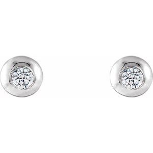 14K White Gold Round 3.5 Mm 1/3 Ctw Lab-Grown Diamond Domed Stud Earrings