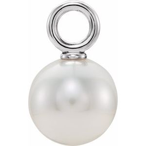 Sterling Silver 13.2 X 6 Mm Polished Cultured White Freshwater Pearl Pendant