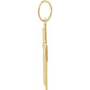 14K Yellow Gold Round 1.5Mm G-H Si1 1/10 Ctw Natural Diamond Cross Pendant