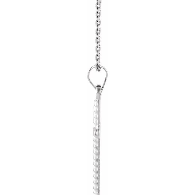 Sterling Silver 12.3 X 8.5 Mm 18 In Polished Rope Cross Necklace